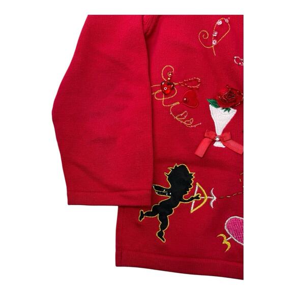 Vintage Y2K Jack B. Quick Sz M Whimsical Valentine Novelty Cardigan Sweater - Picture 3 of 16